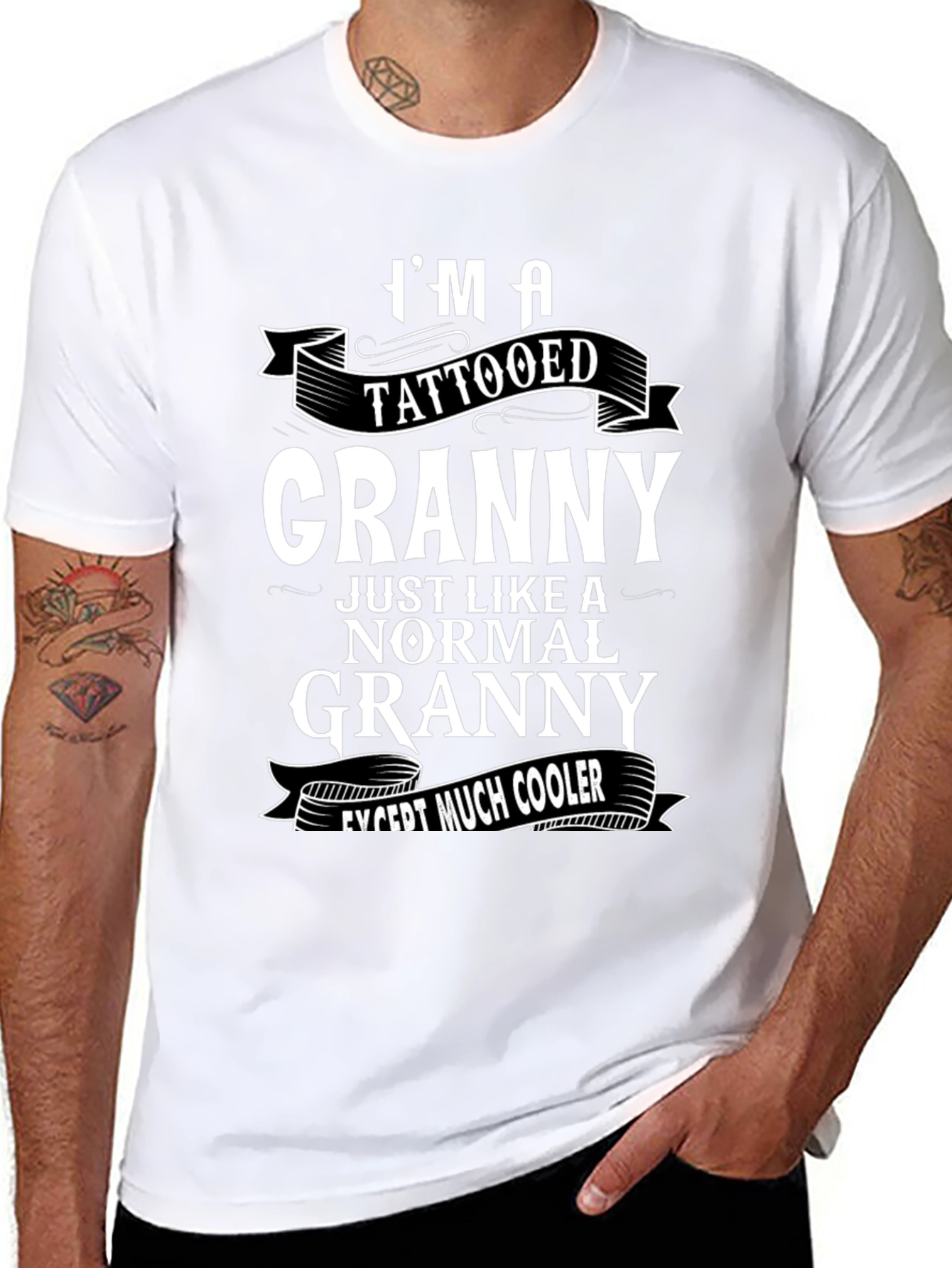 Cool Tattooed Granny Graphic T-Shirt