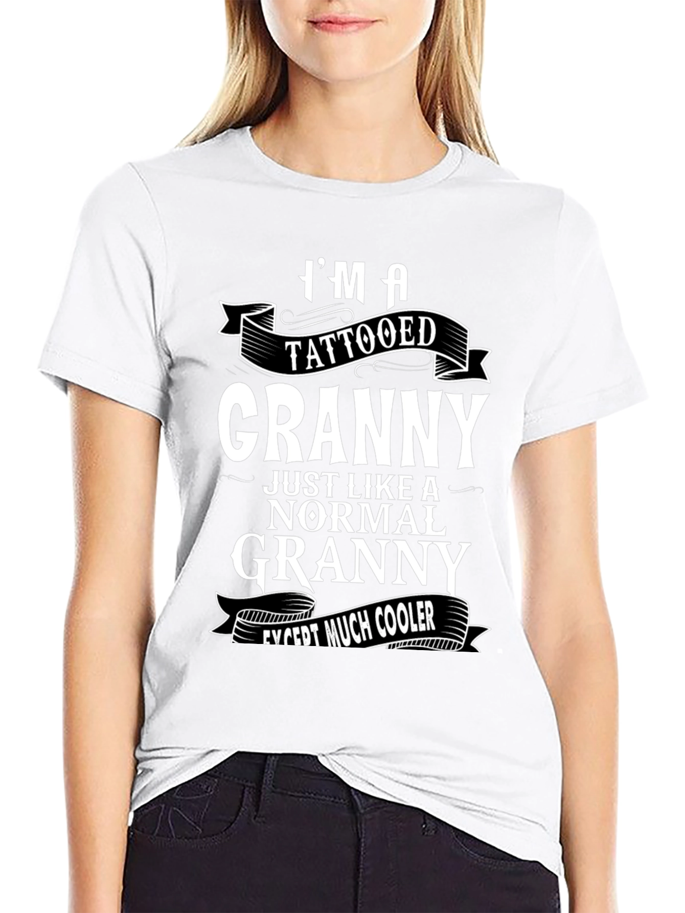 Cool Tattooed Granny Graphic T-Shirt