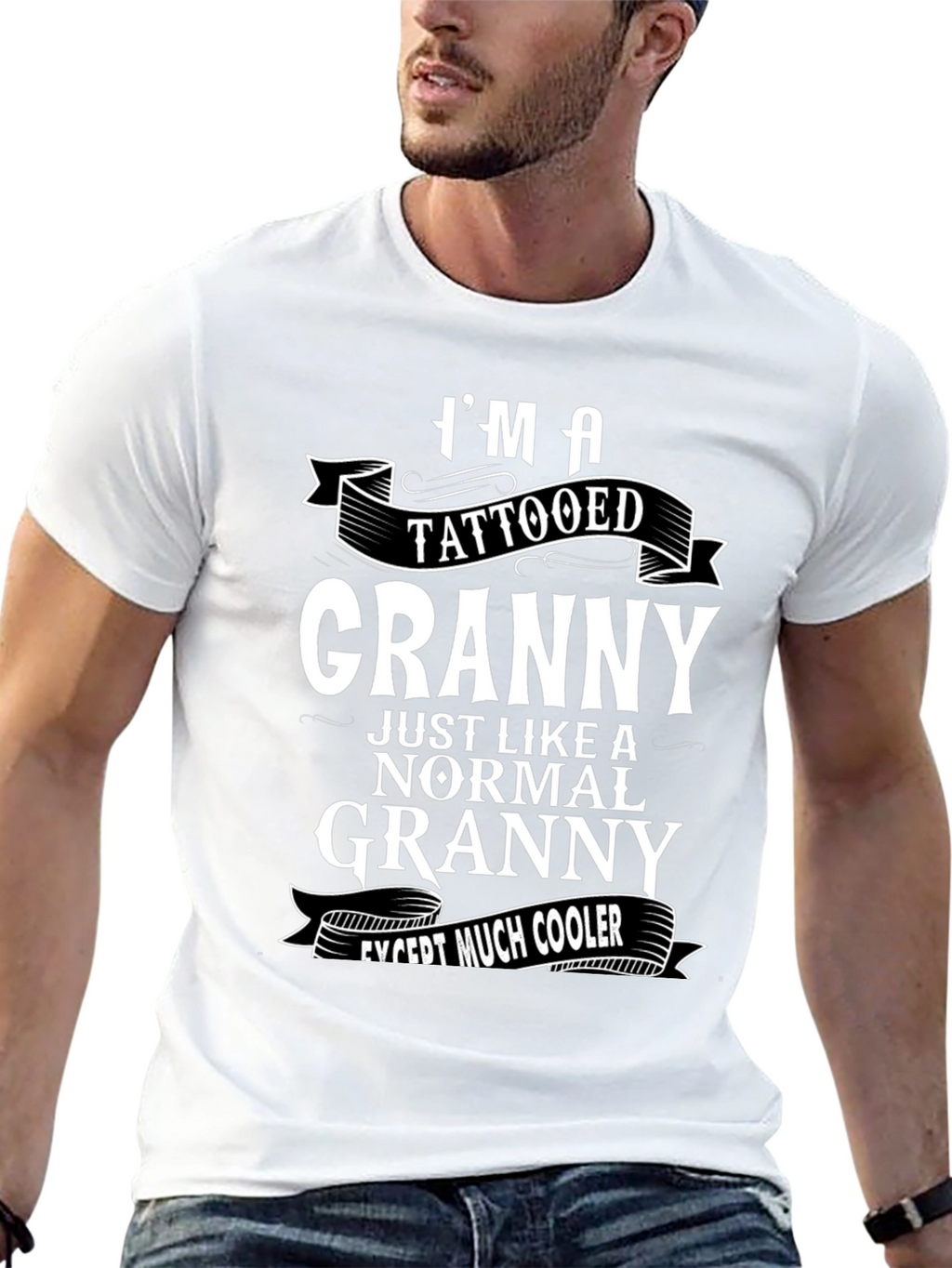 Cool Tattooed Granny Graphic T-Shirt