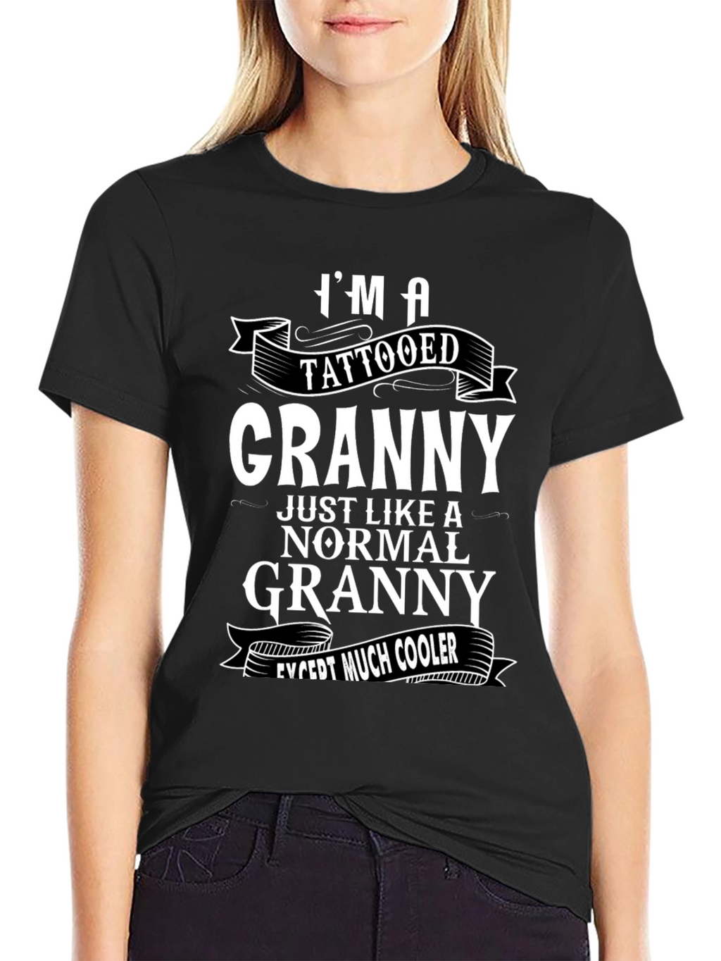 Cool Tattooed Granny Graphic T-Shirt