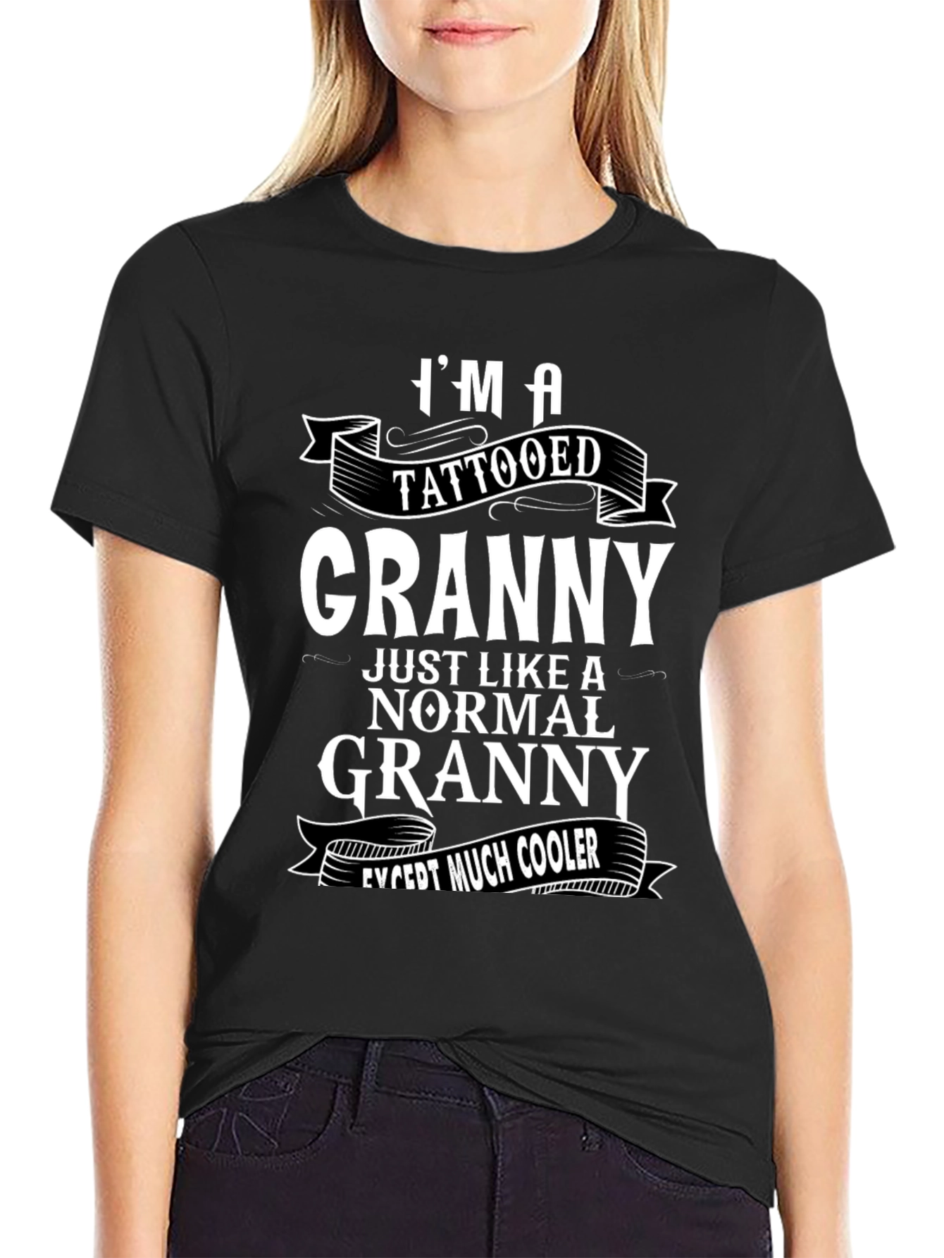 Cool Tattooed Granny Graphic T-Shirt