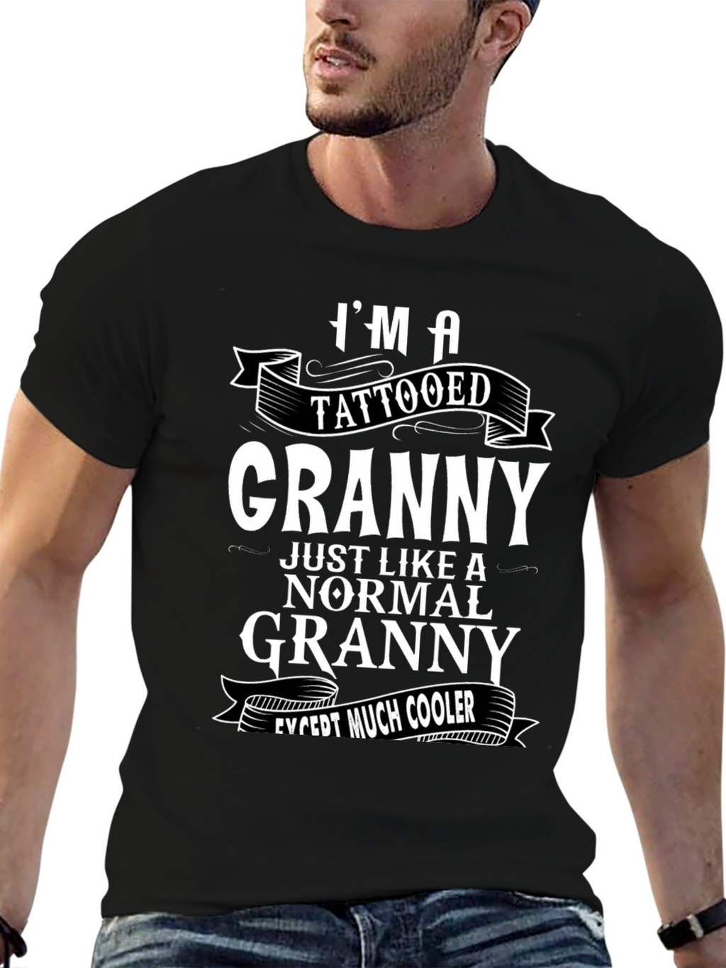Cool Tattooed Granny Graphic T-Shirt