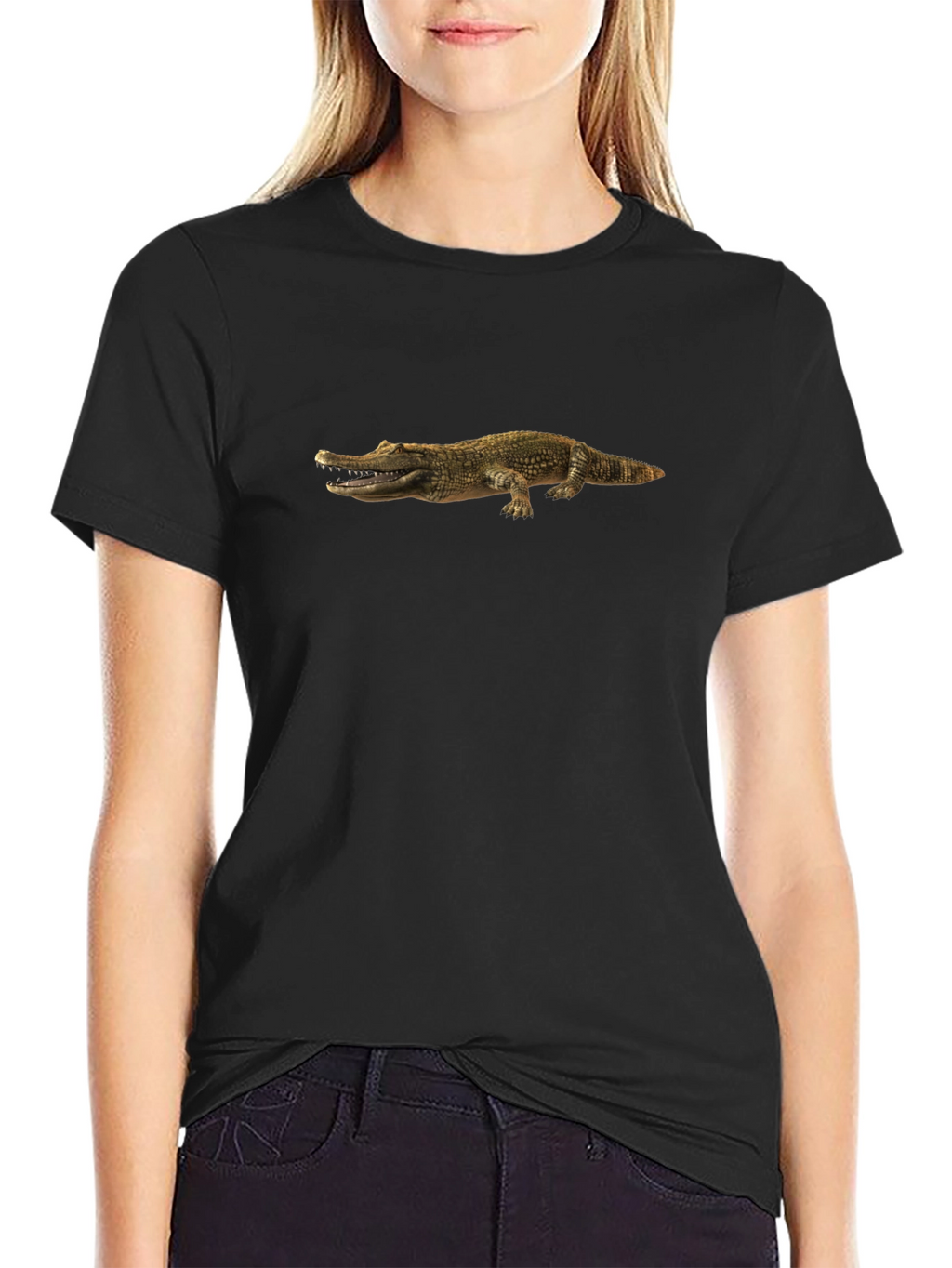 Crocodile Print Black Tee