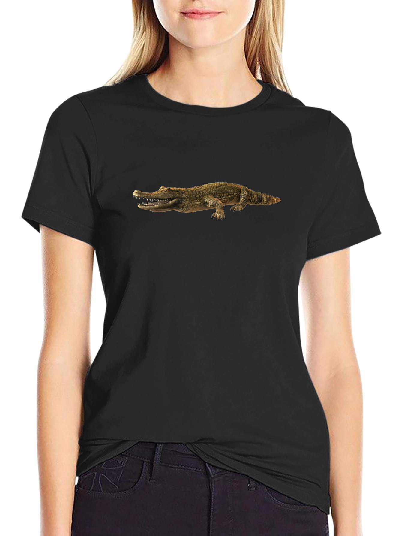Crocodile Print Black Tee