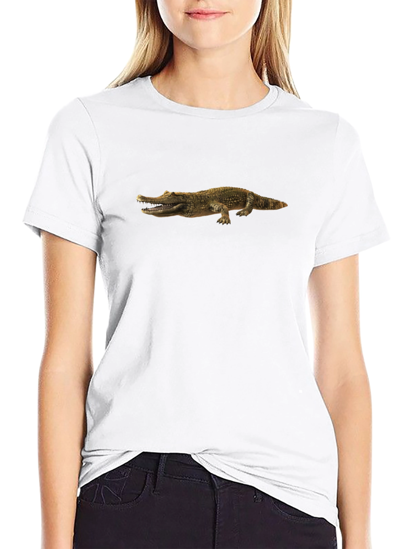 Crocodile Print Black Tee