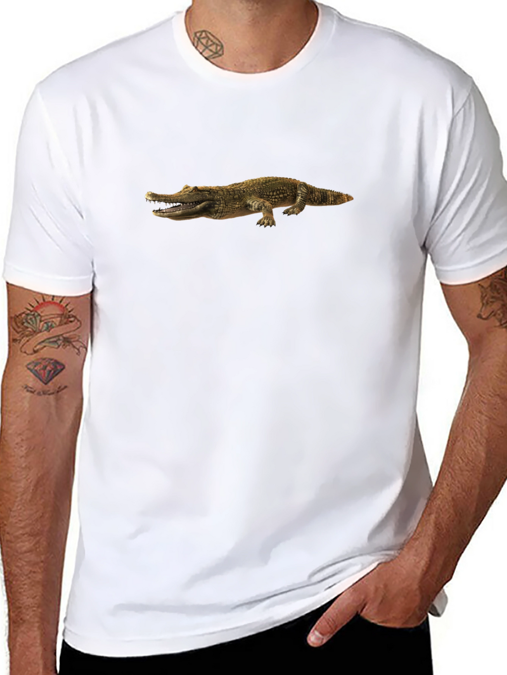 Crocodile Print Black Tee