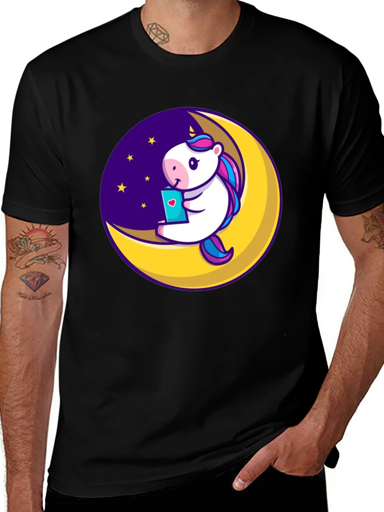 Unicorn Moon T-Shirt - Cute Cartoon Graphic Tee