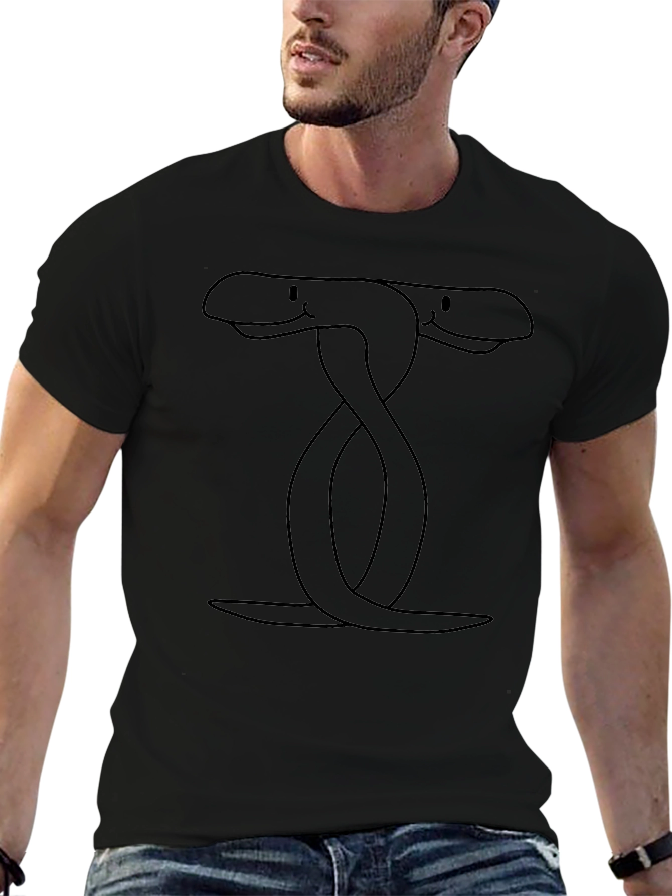 Two-Headed Snake Graphic Tee - Black