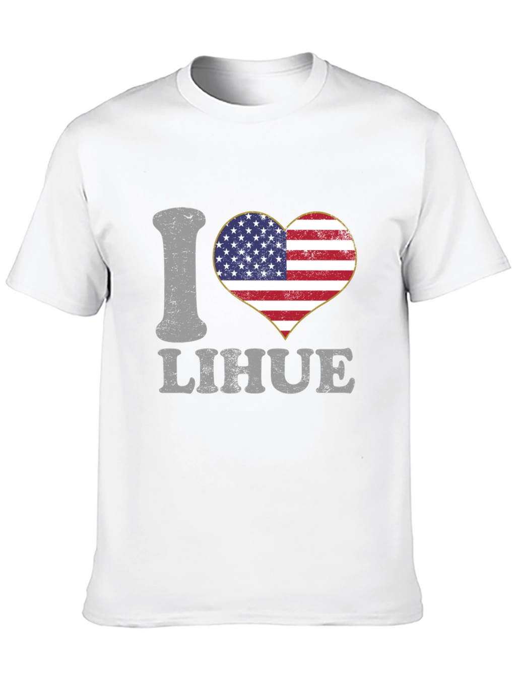 I Love Lihue American Flag Heart T-Shirt