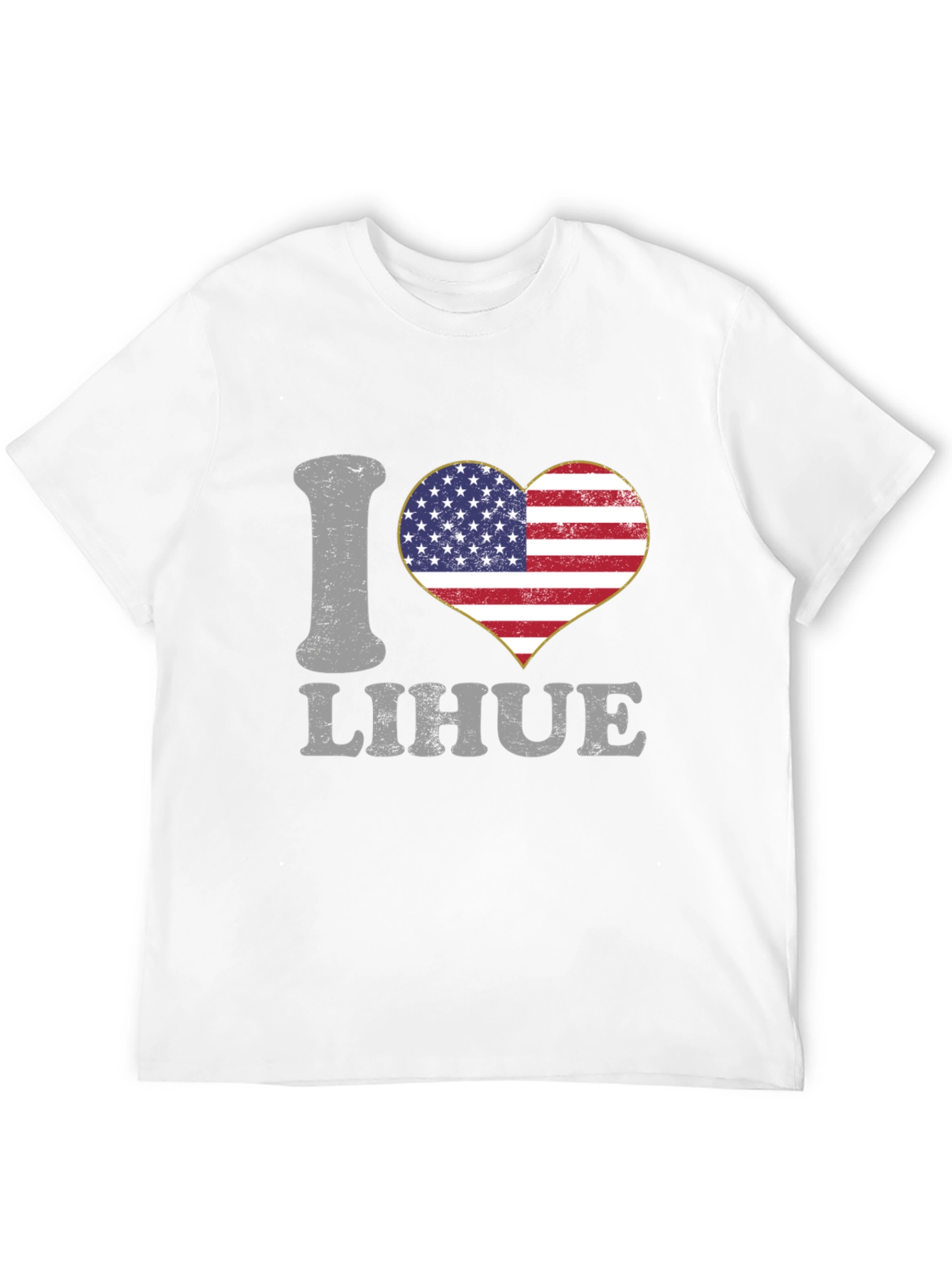 I Love Lihue American Flag Heart T-Shirt