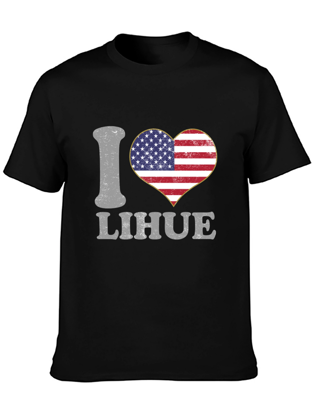 I Love Lihue American Flag Heart T-Shirt