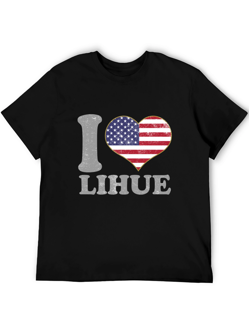 I Love Lihue American Flag Heart T-Shirt
