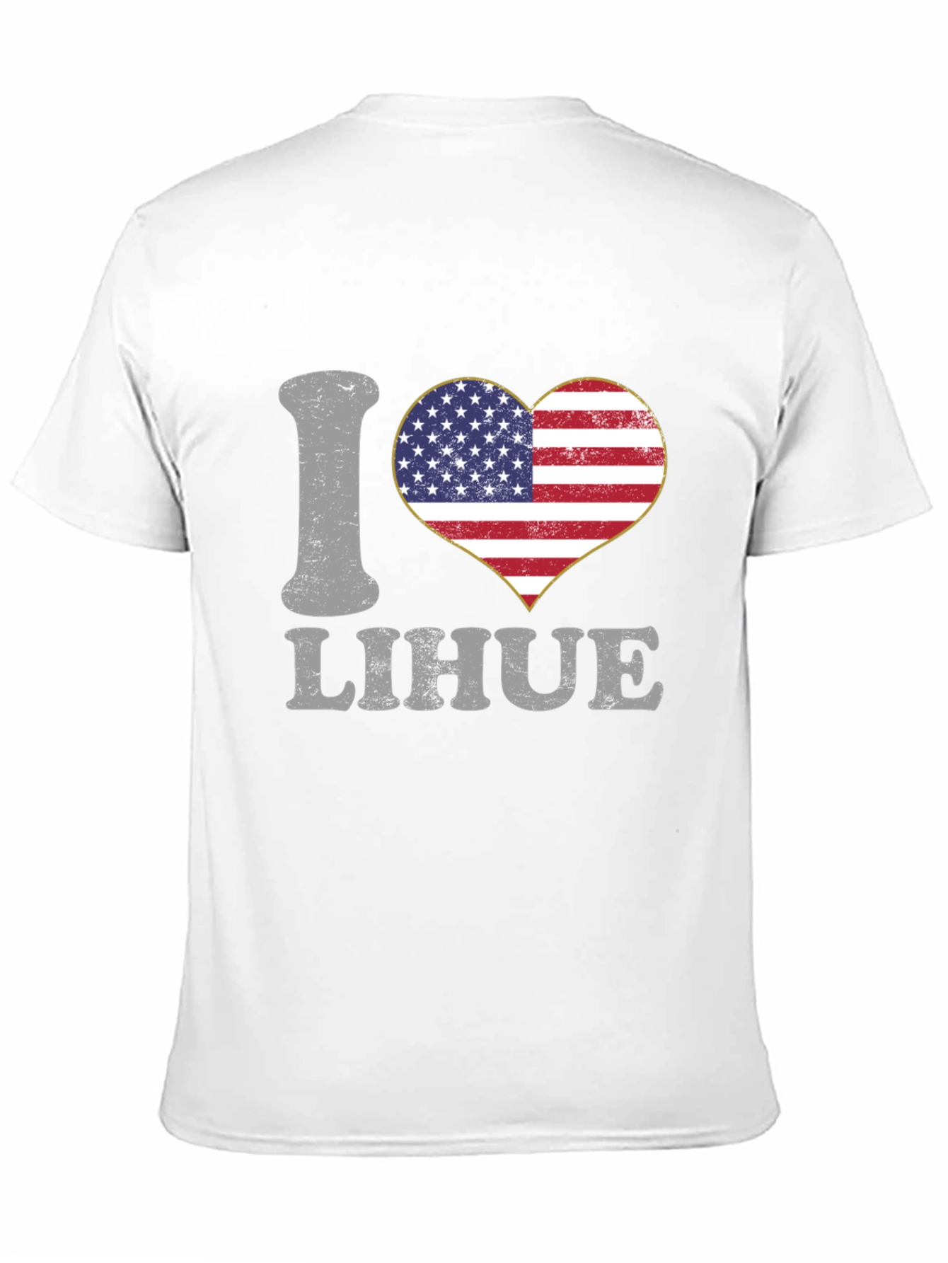 I Love Lihue American Flag Heart T-Shirt