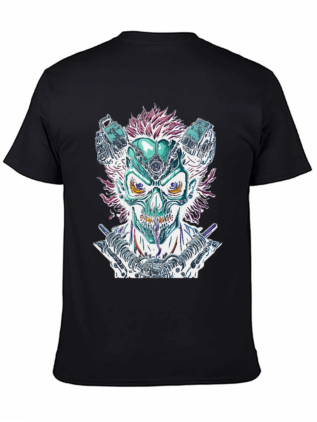 Cyberpunk Skull Graphic Tee - Bold Sci-Fi Fashion