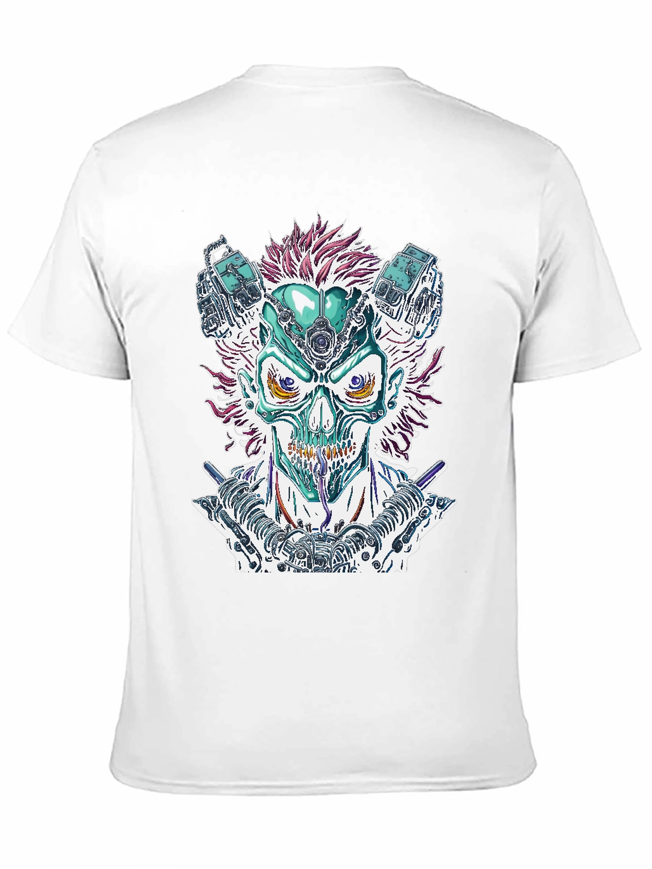 Cyberpunk Skull Graphic Tee - Bold Sci-Fi Fashion