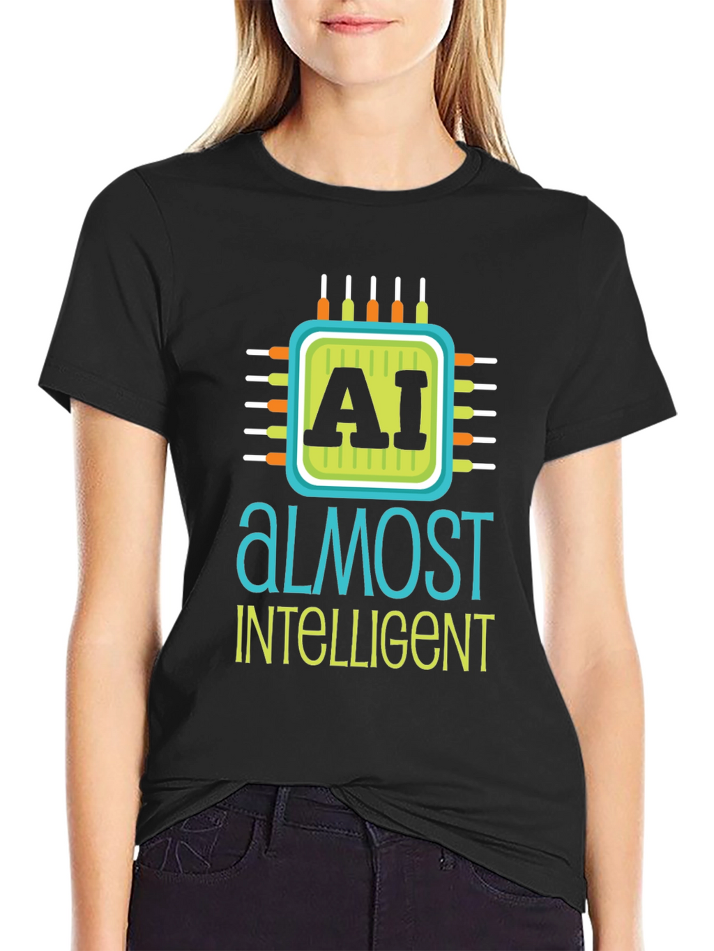AI Almost Intelligent Black Graphic T-Shirt