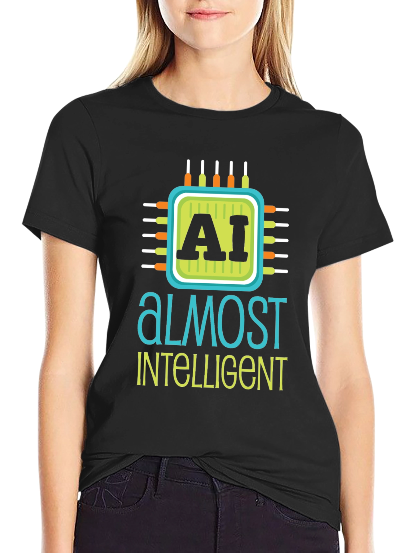 AI Almost Intelligent Black Graphic T-Shirt