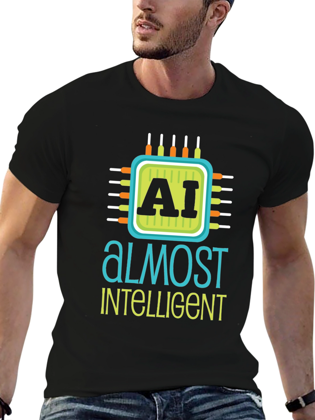 AI Almost Intelligent Black Graphic T-Shirt