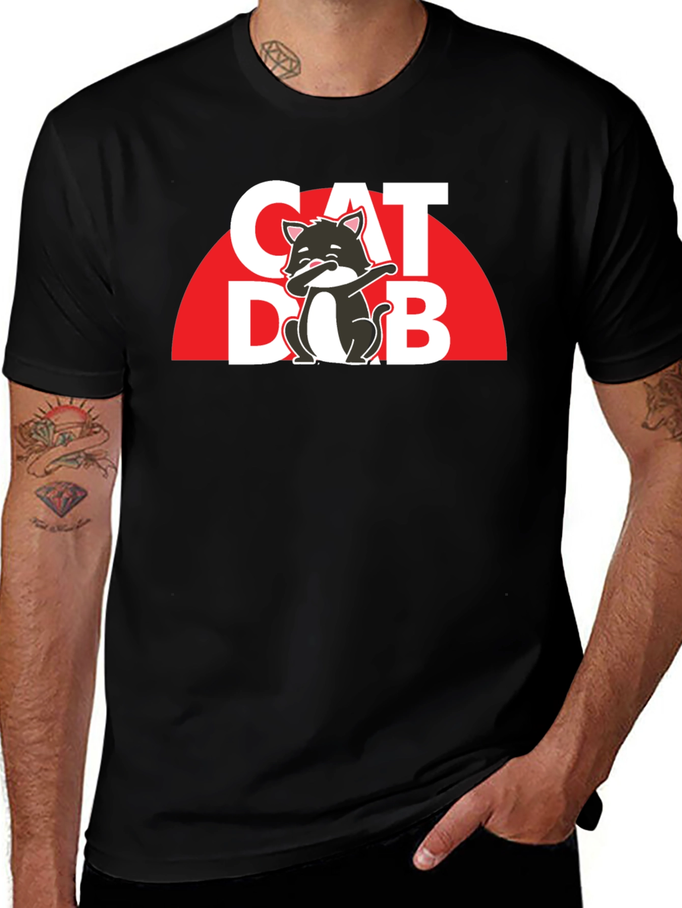 Cat Dab T-Shirt - Trendy Graphic Tee