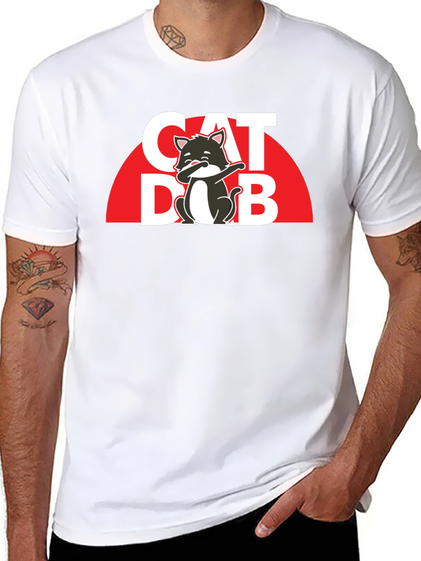 Cat Dab T-Shirt - Trendy Graphic Tee
