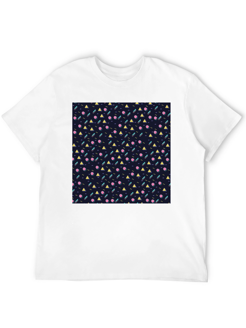 Retro Geometric Pattern Black T-Shirt