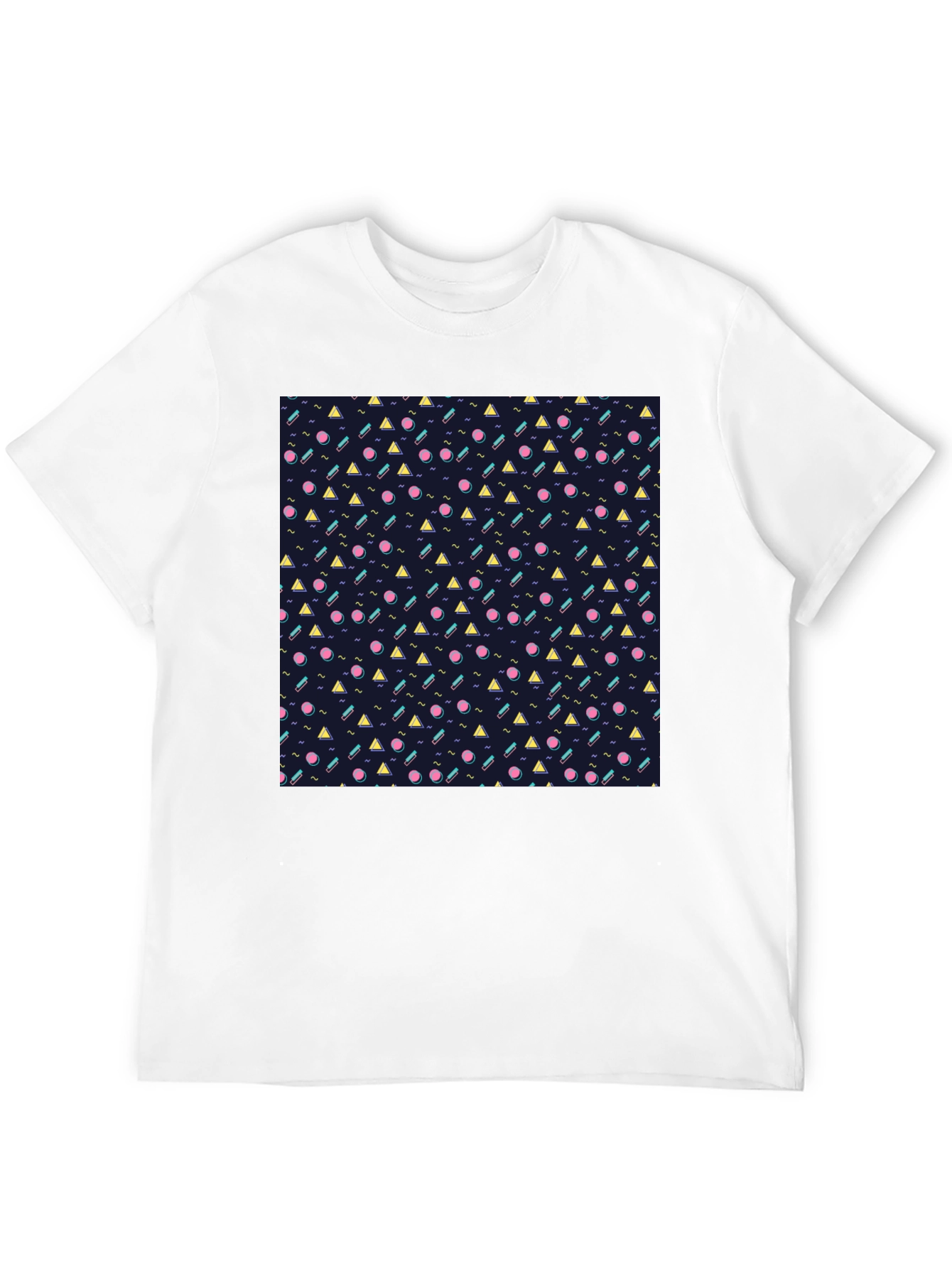 Retro Geometric Pattern Black T-Shirt