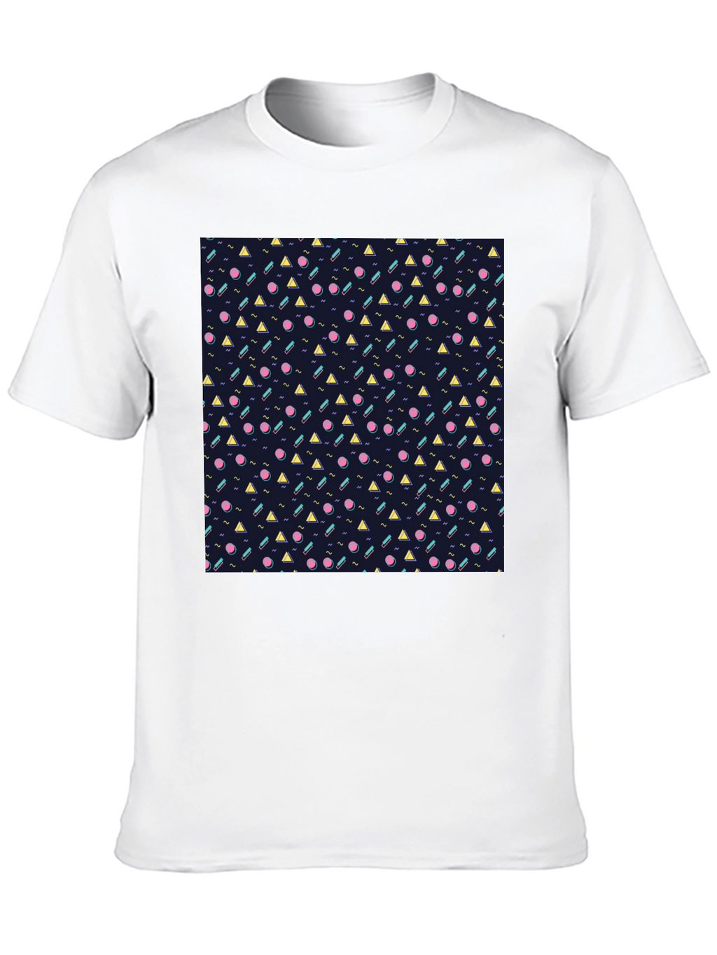 Retro Geometric Pattern Black T-Shirt