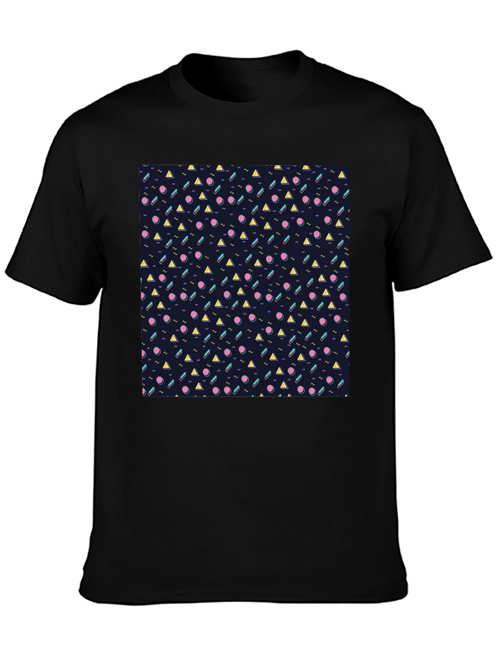 Retro Geometric Pattern Black T-Shirt