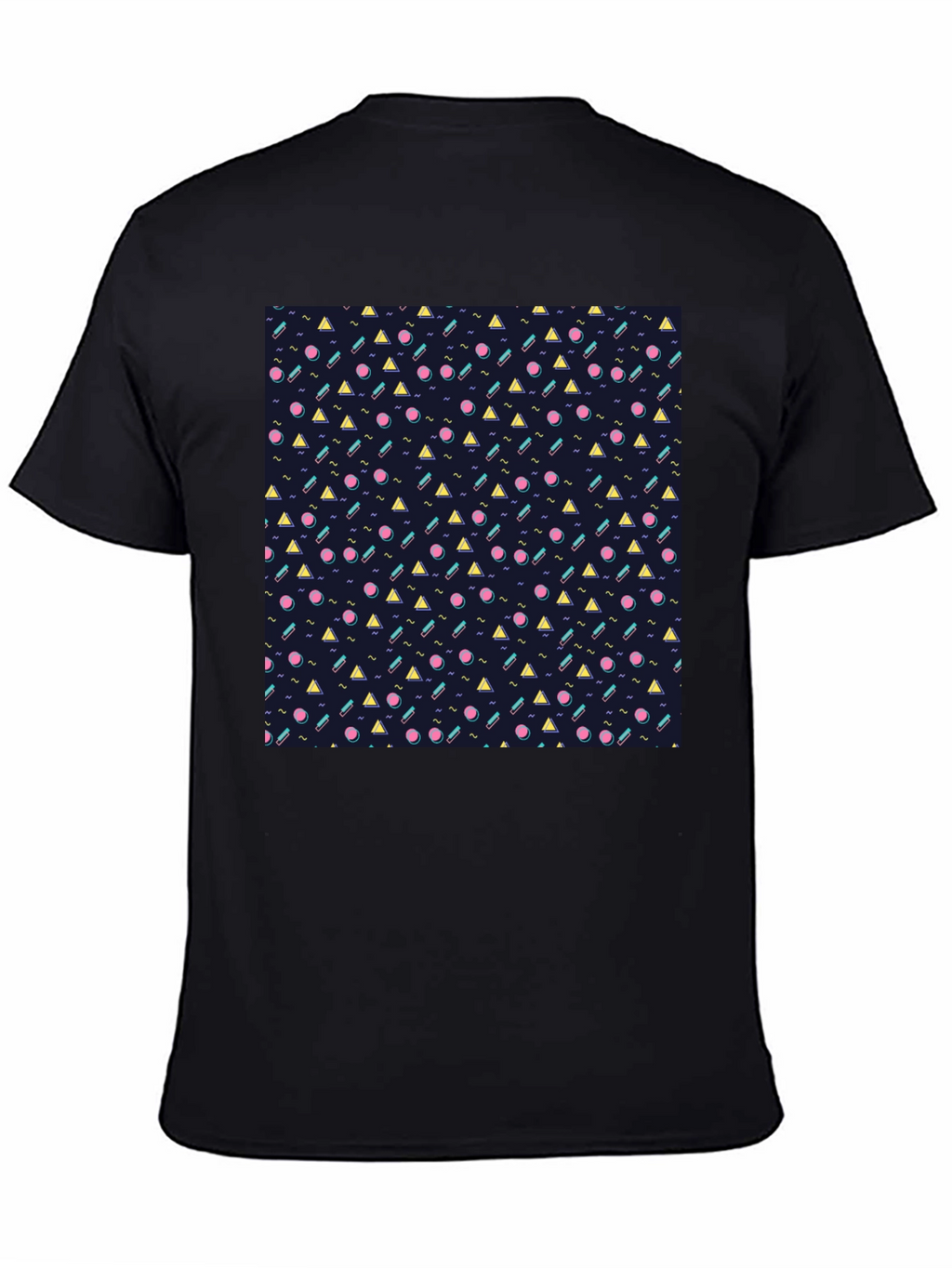 Retro Geometric Pattern Black T-Shirt
