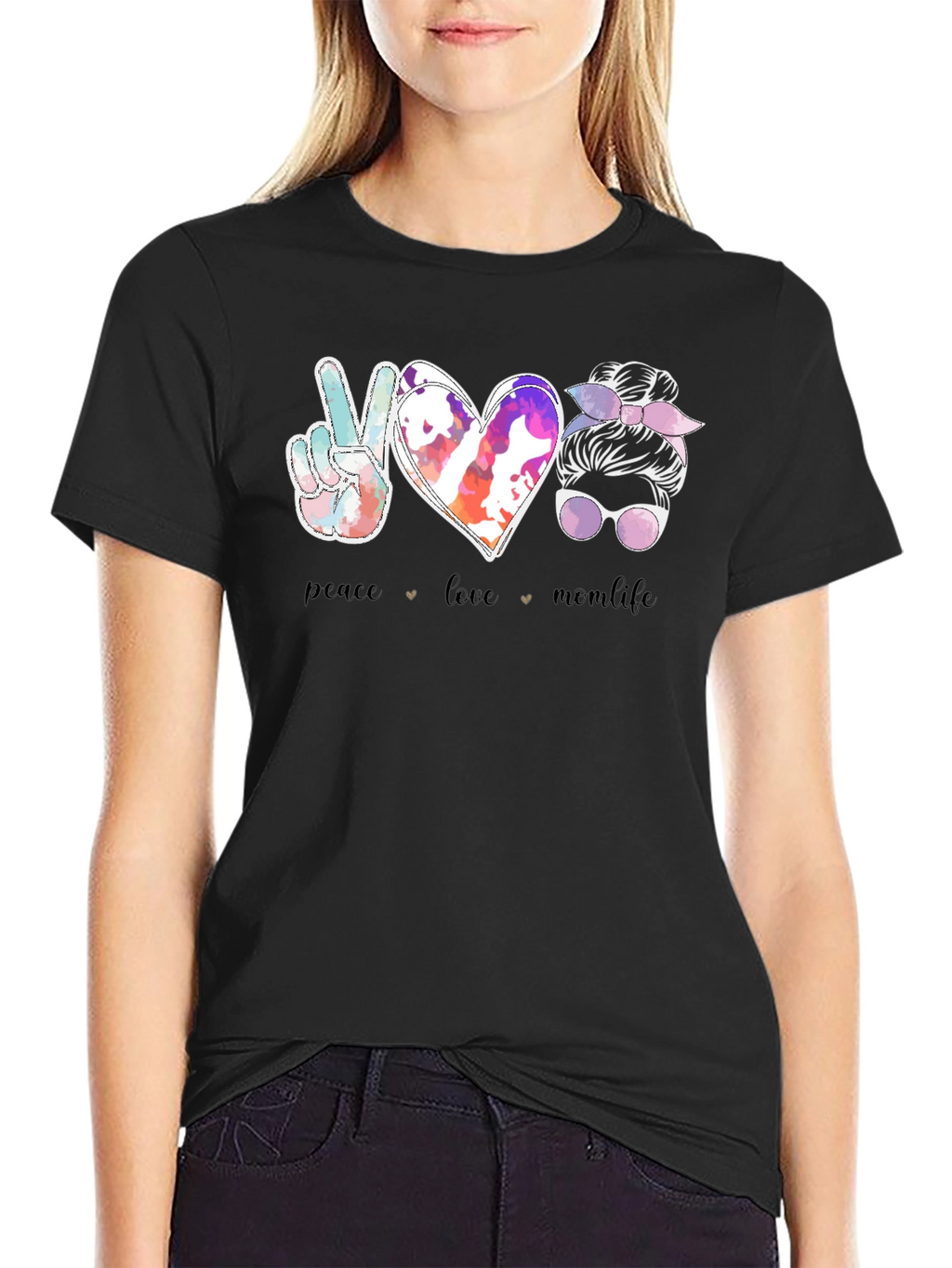 Peace Love Mom Life Graphic Tee