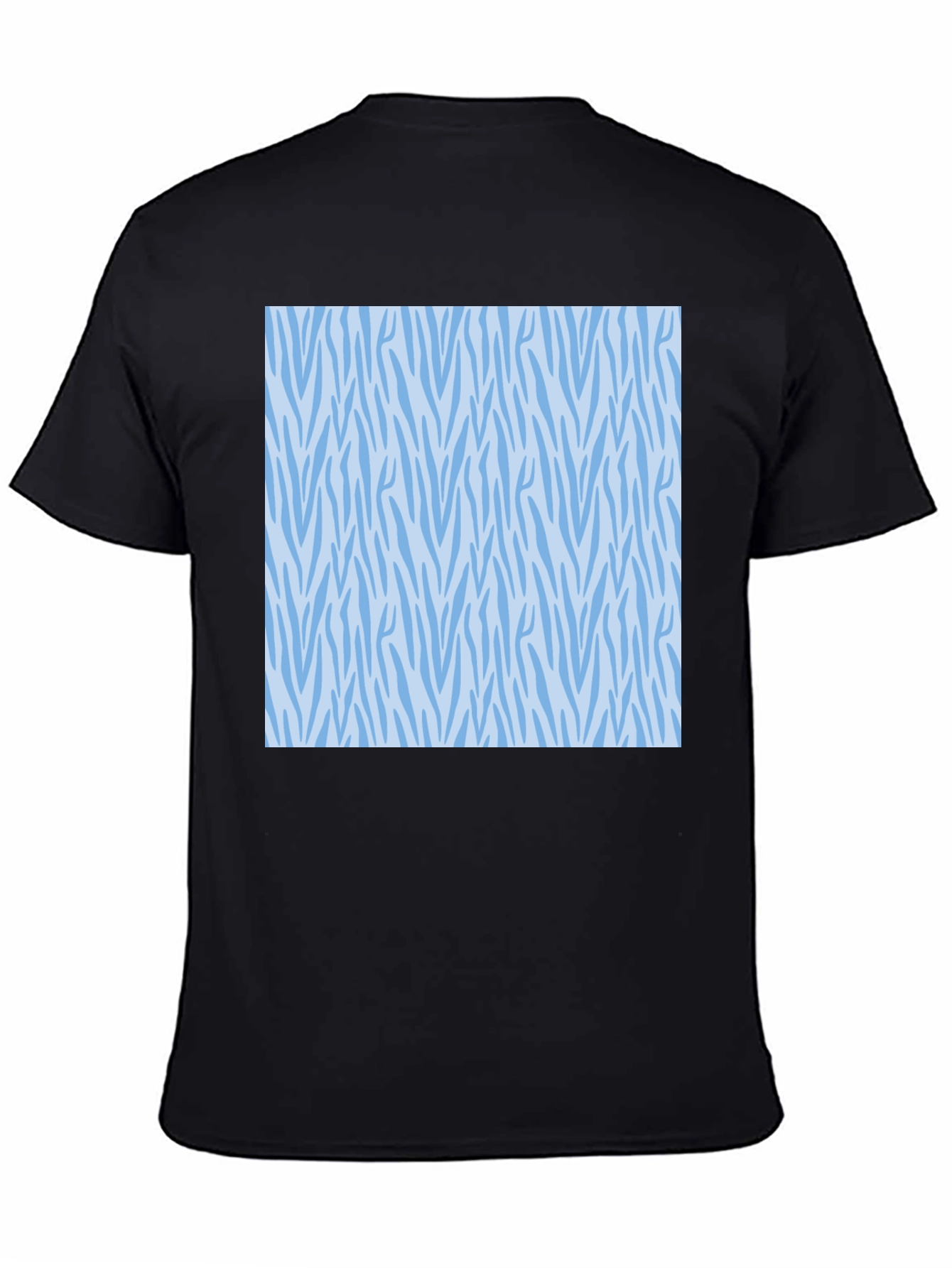 Stylish Black Tee with Blue Zebra Pattern