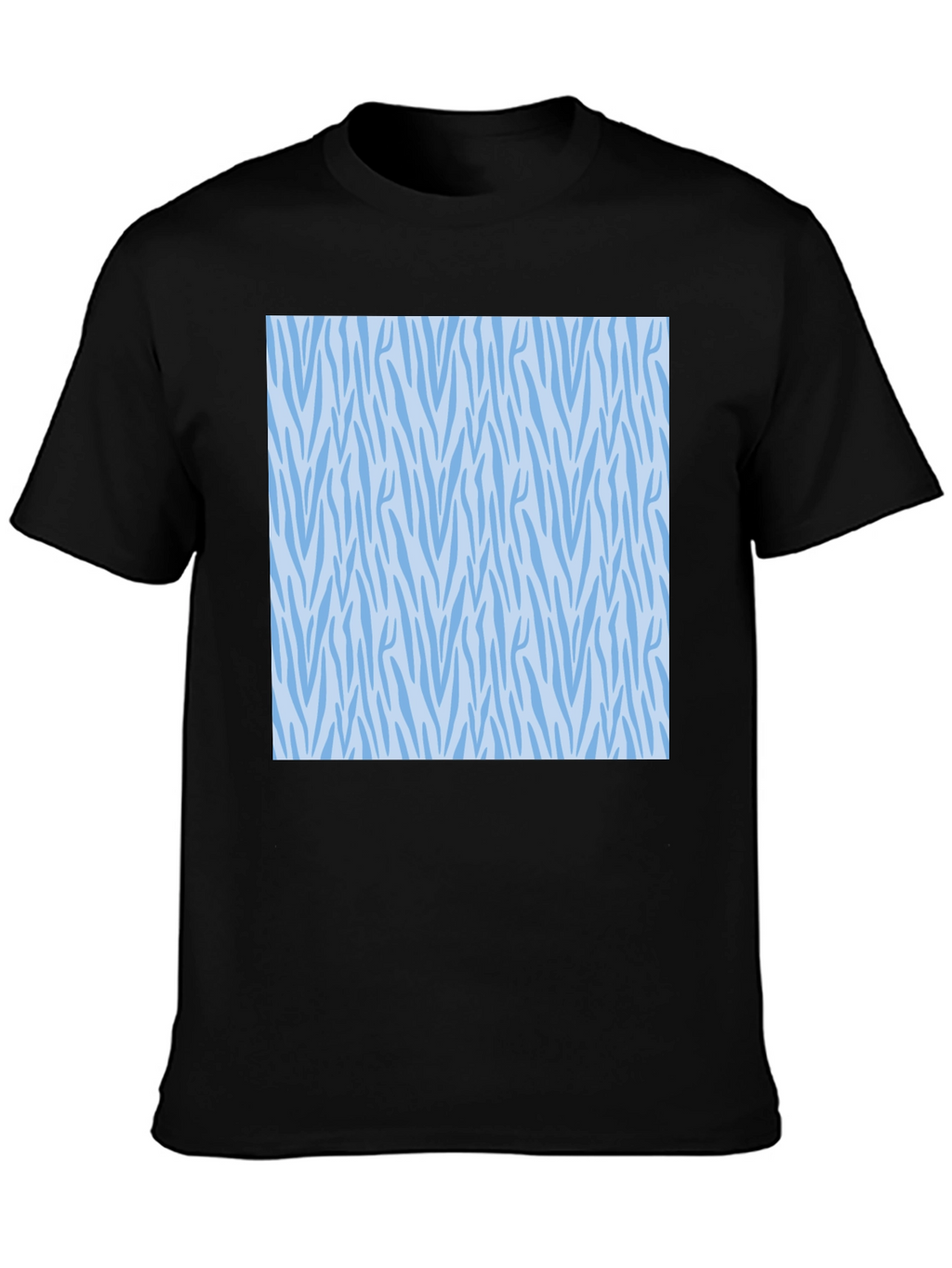 Stylish Black Tee with Blue Zebra Pattern