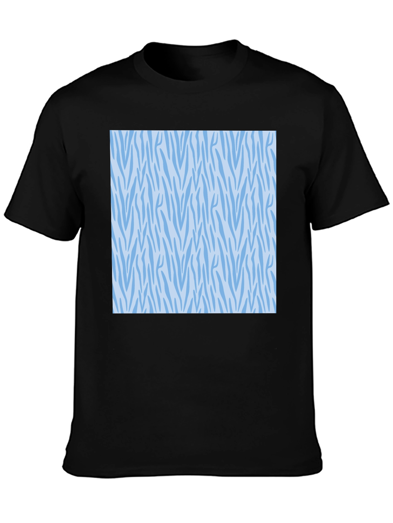 Stylish Black Tee with Blue Zebra Pattern
