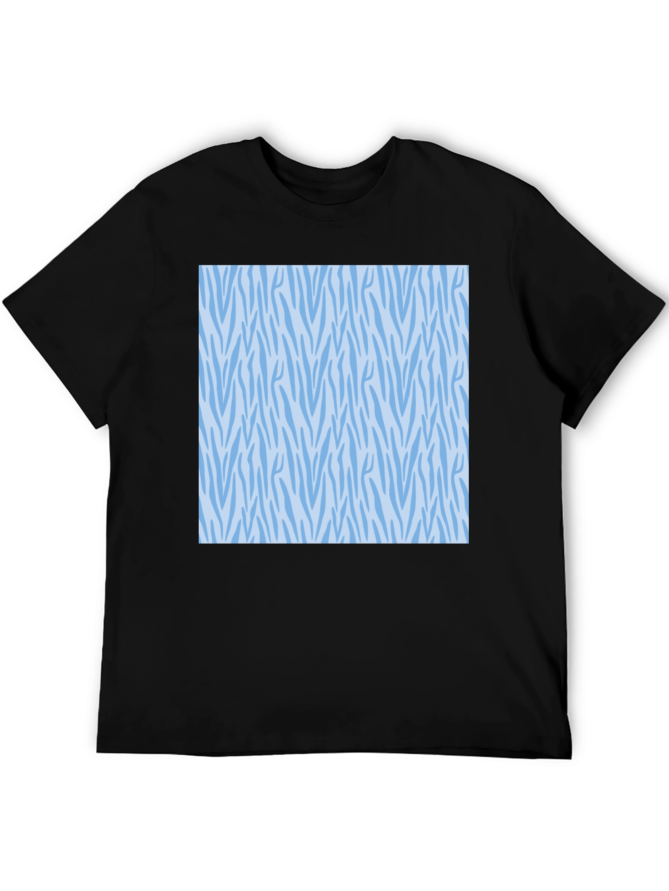 Stylish Black Tee with Blue Zebra Pattern