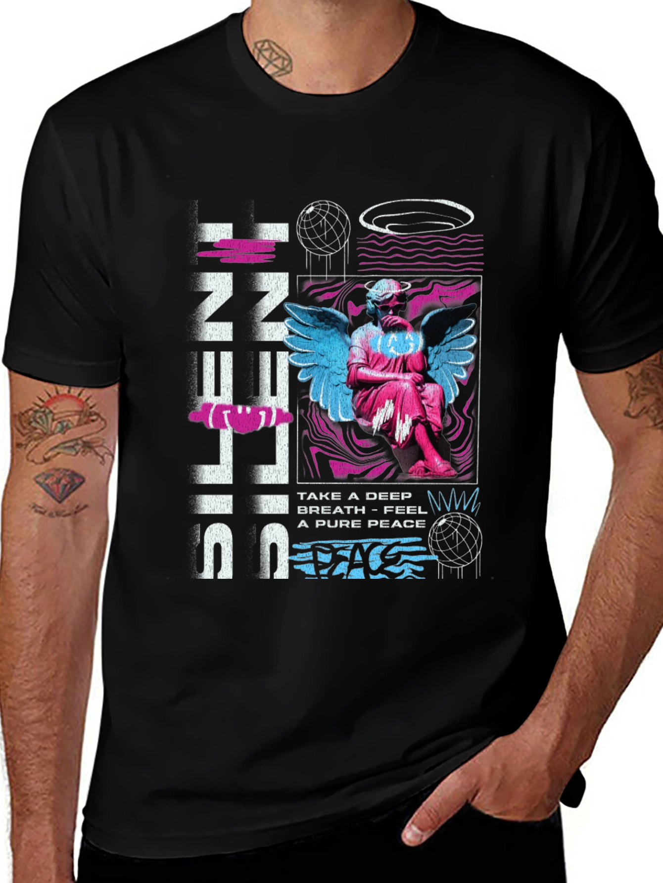Silent Peace T-Shirt: Angel Graphic Tee