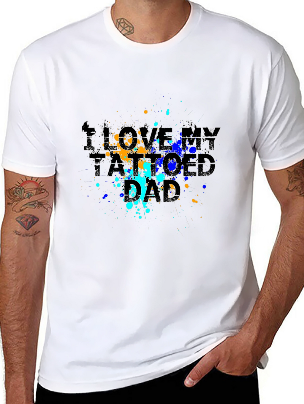 I Love My Tattooed Dad Graphic Tee - Black