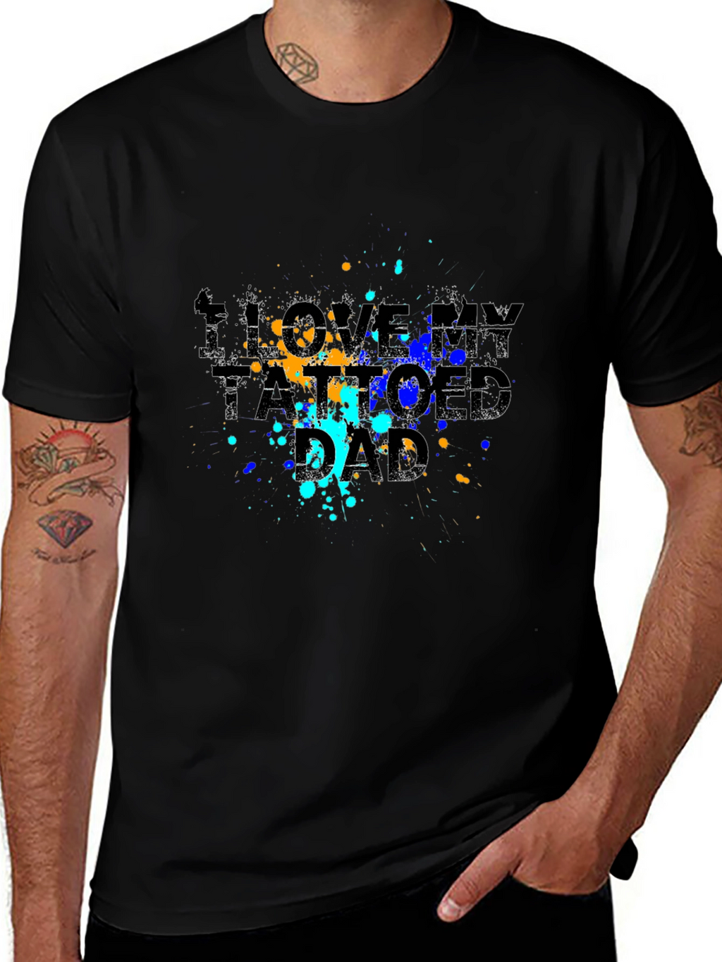I Love My Tattooed Dad Graphic Tee - Black