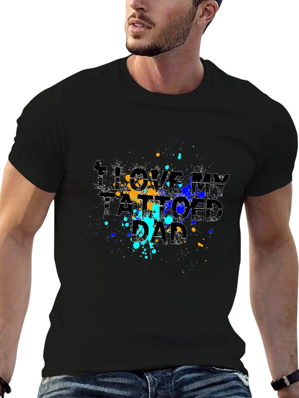 I Love My Tattooed Dad Graphic Tee - Black