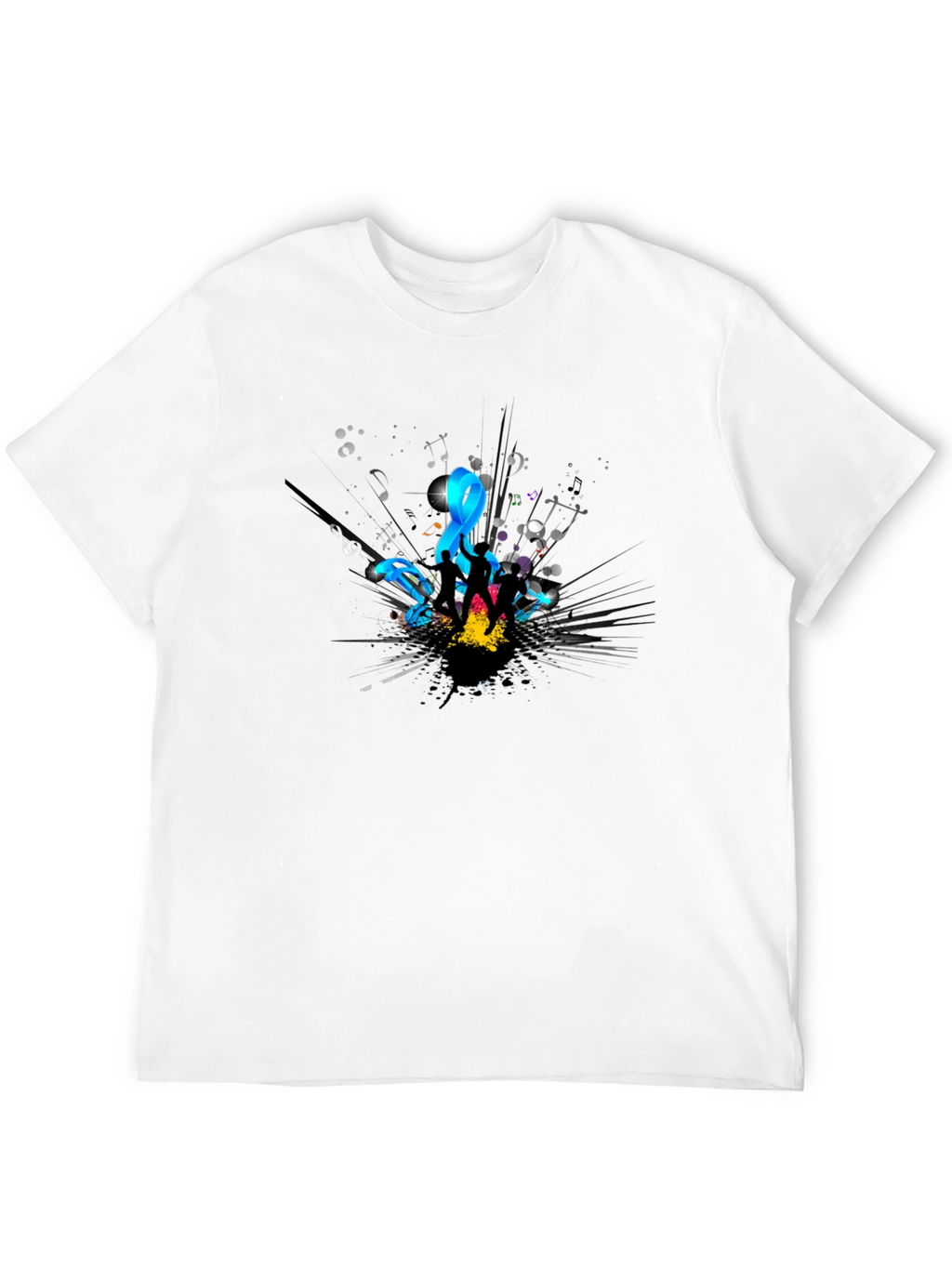 Stylish Black T-Shirt with Music Design