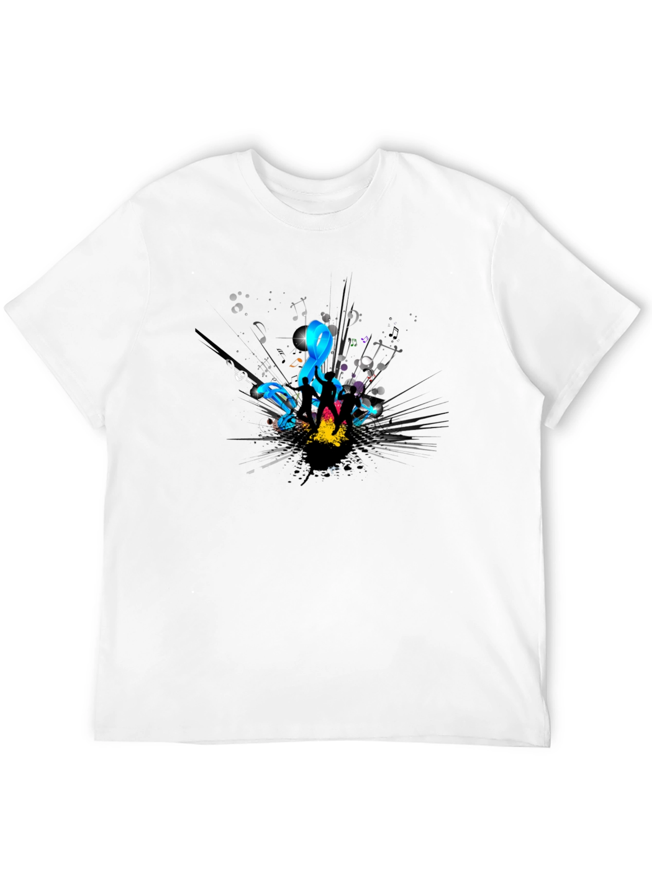 Stylish Black T-Shirt with Music Design