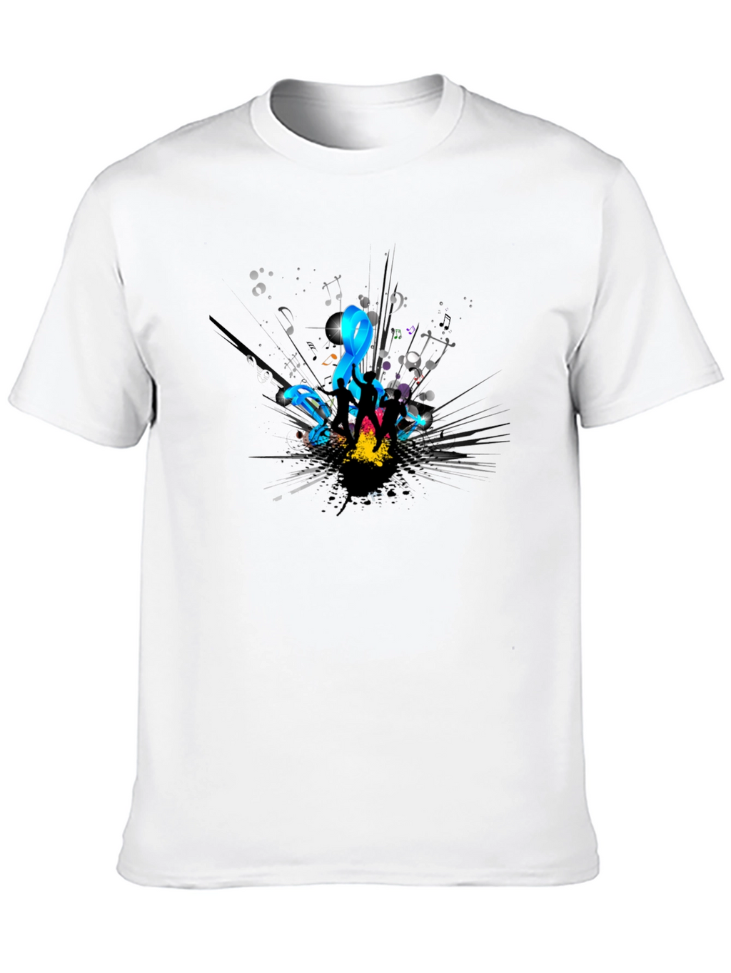Stylish Black T-Shirt with Music Design