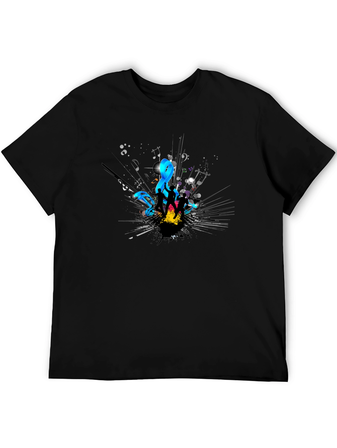 Stylish Black T-Shirt with Music Design