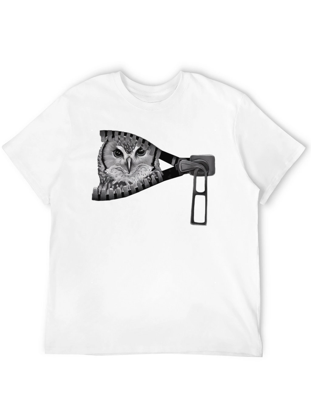 Owl Zip T-Shirt - Mens Graphic Tee