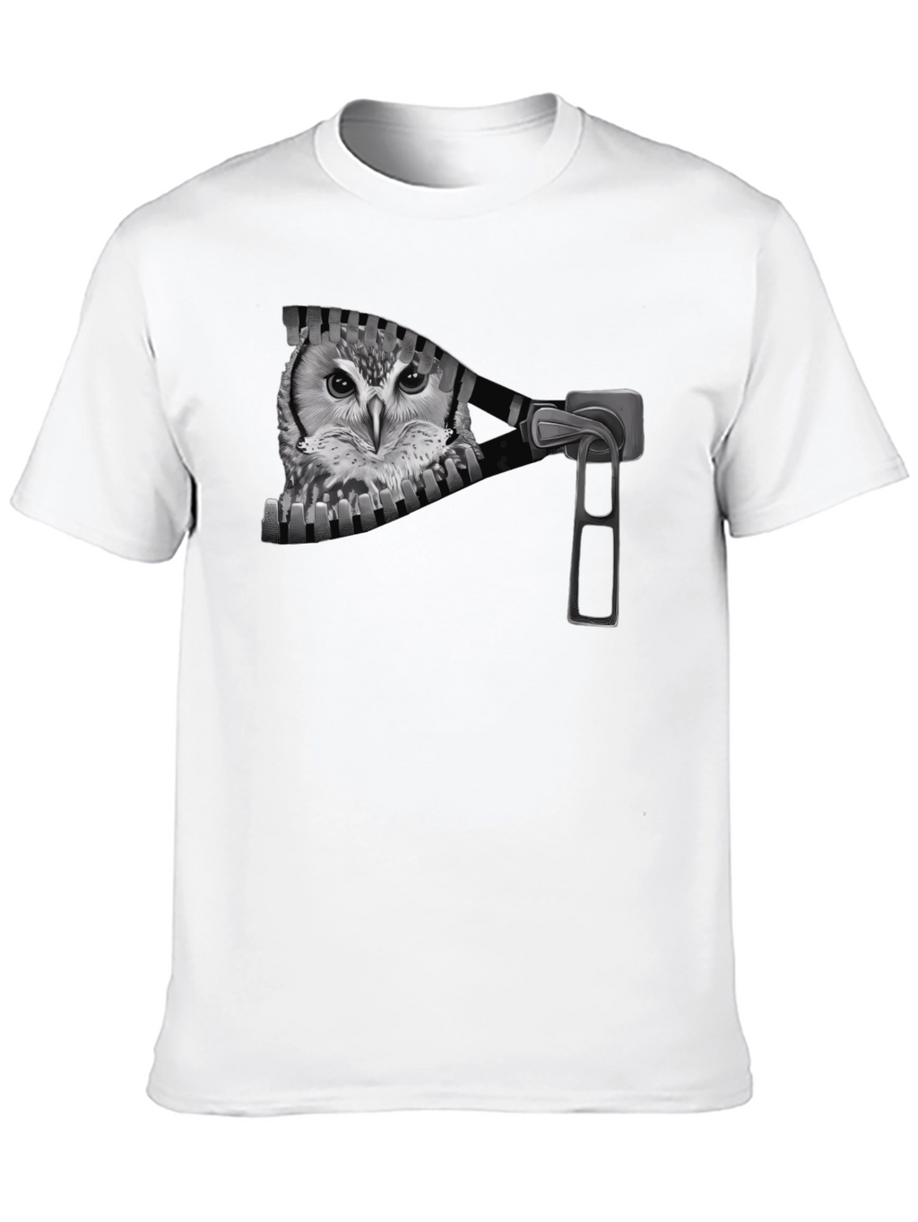 Owl Zip T-Shirt - Mens Graphic Tee