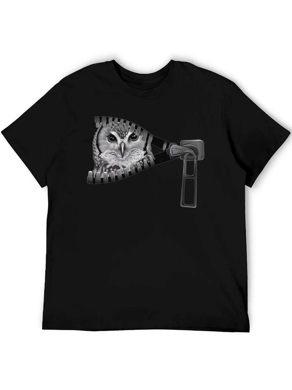 Owl Zip T-Shirt - Mens Graphic Tee