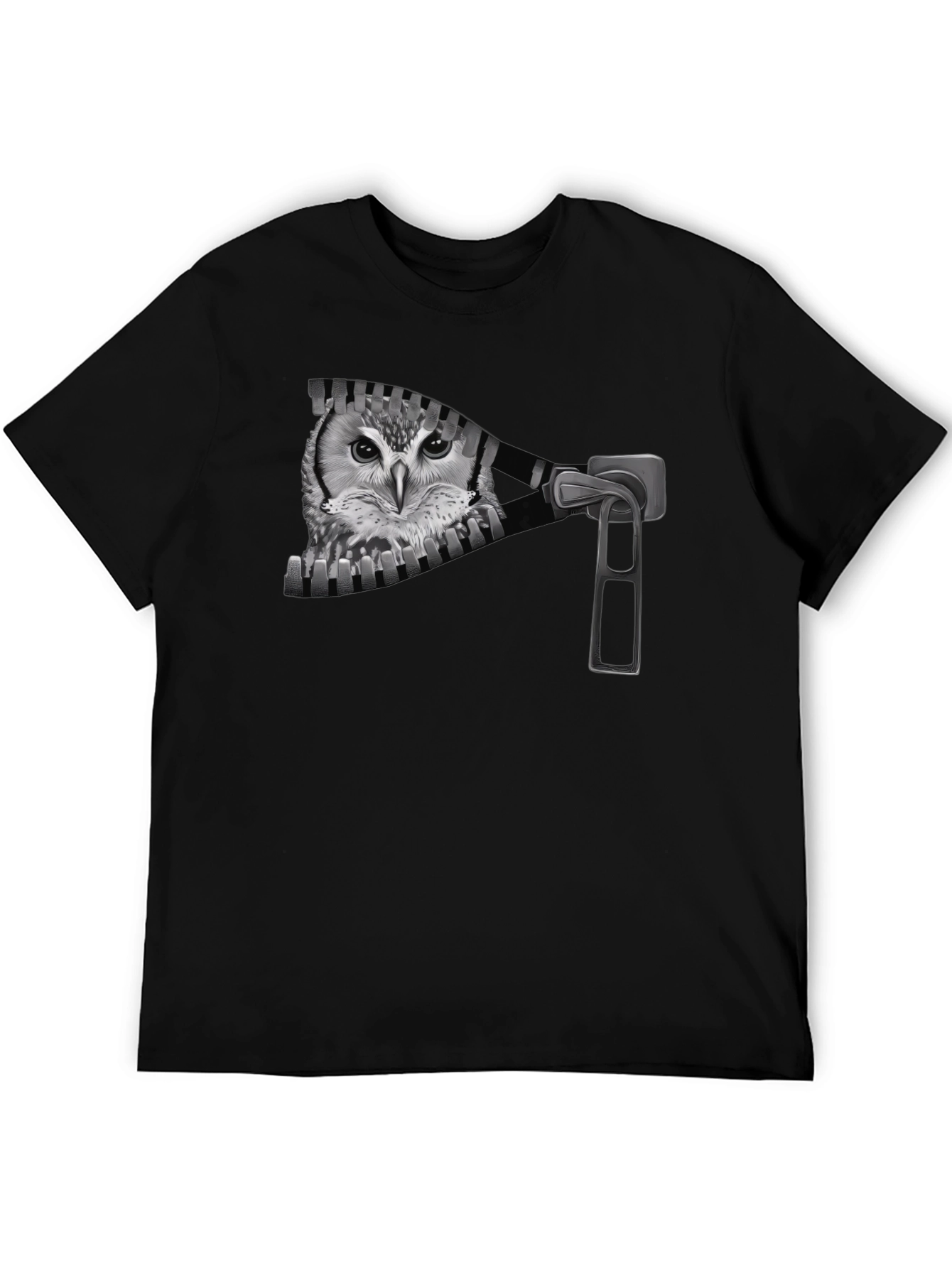 Owl Zip T-Shirt - Mens Graphic Tee