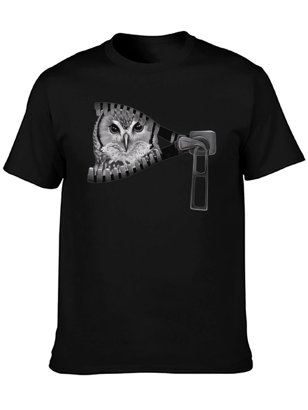 Owl Zip T-Shirt - Mens Graphic Tee
