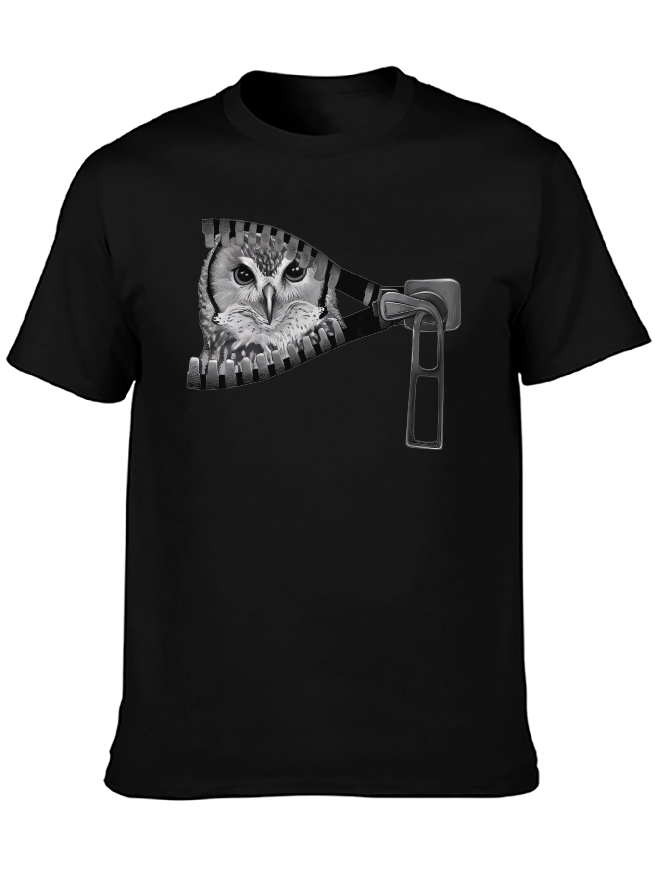 Owl Zip T-Shirt - Mens Graphic Tee