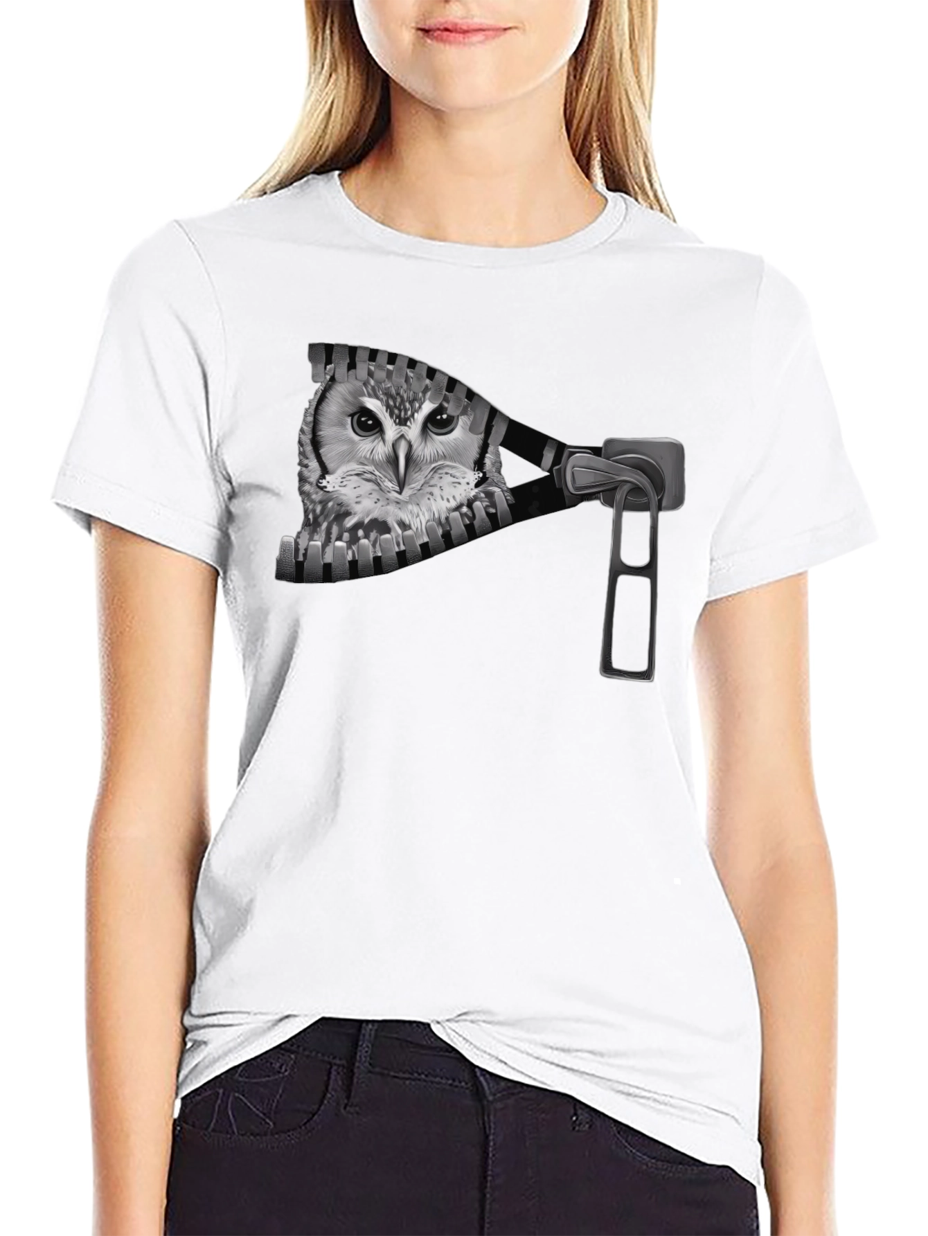 Owl Zip T-Shirt - Mens Graphic Tee