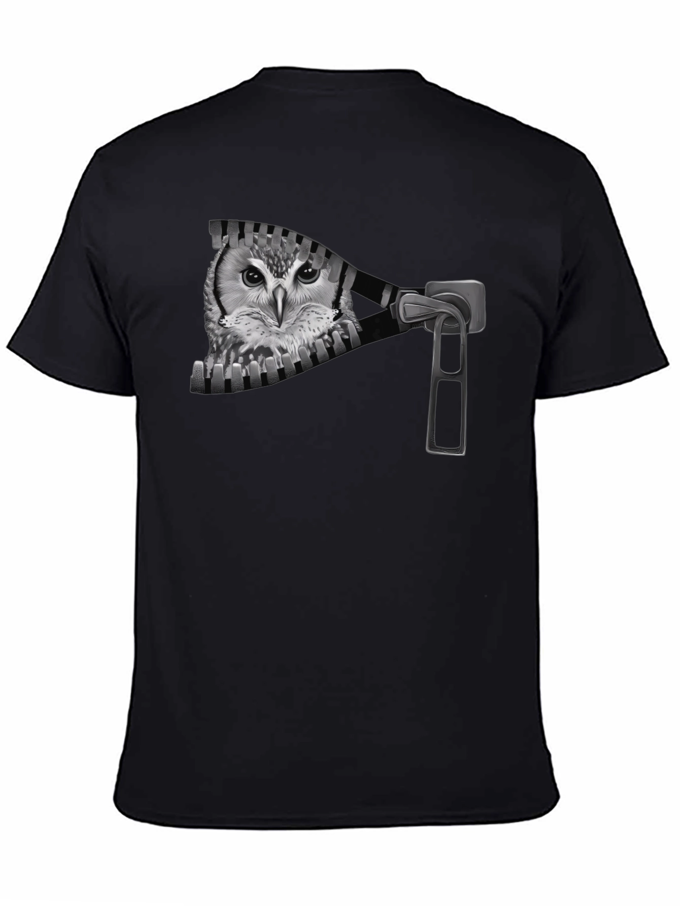 Owl Zip T-Shirt - Mens Graphic Tee